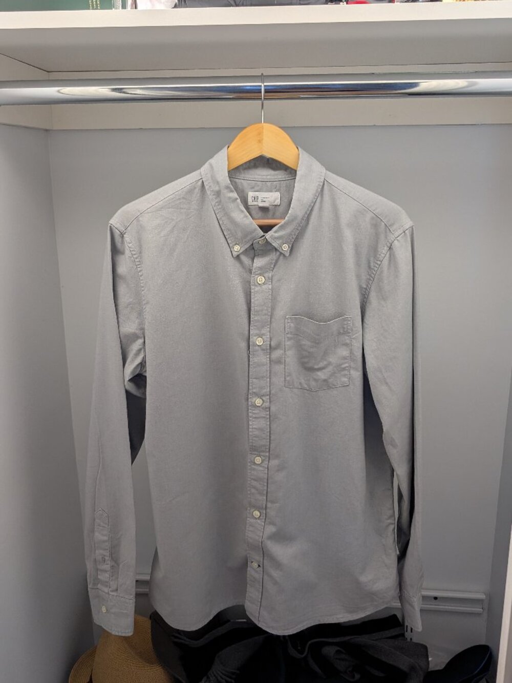 Gap Factory Men's Oxford Button-down collar Shirt (Gray) (Medium)